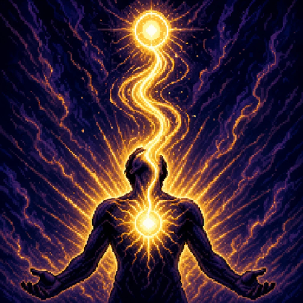 A figure whose spirit rises as a column of light, the emblem of the Spirit, the aspect of Númalor